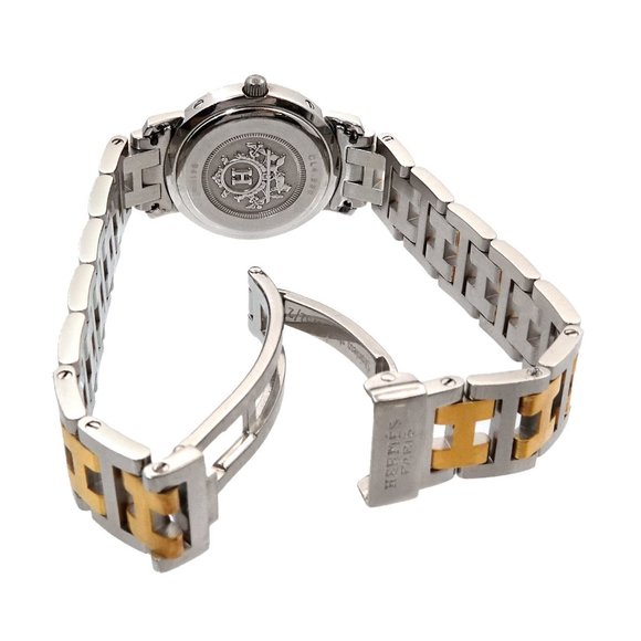 Hermes Clipper Combi CL4 220 Ladies Watch Date White Quartz - Picture 4 of 6